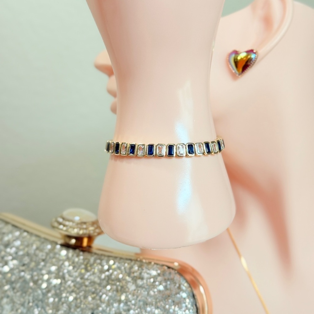 Stella Rose London Blue and Clear Zirconia Gold Bracelet - Picture 11 of 13